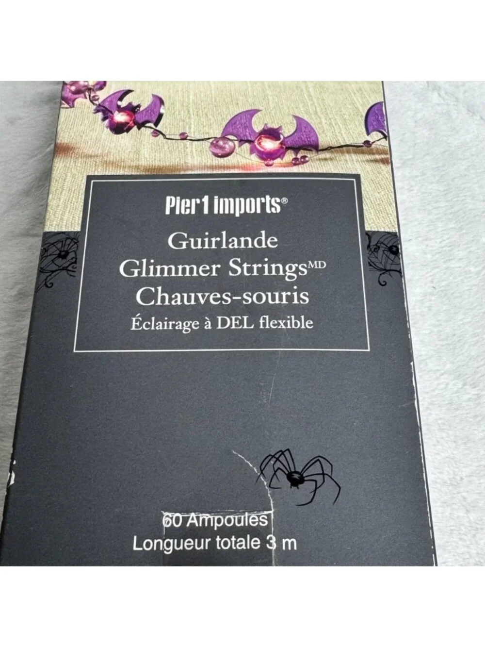 Pier 1 Imports Bat Glimmer Strings Flexible LED Lights 10ft 60 Lights Halloween